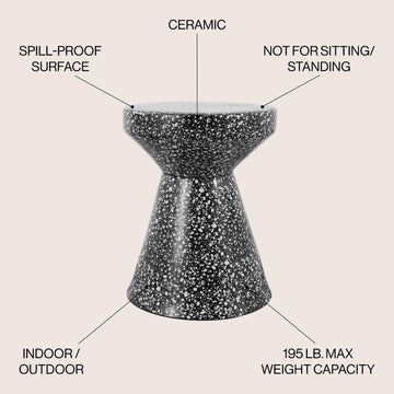 Xenia 17.75" Modern Bohemian Terrazzo Indoor/Outdoor Drum Accent Table - JONATHAN Y